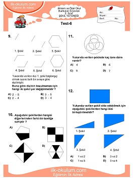 ilkokul 1. Sınıf Bilsem Zeka Testi 